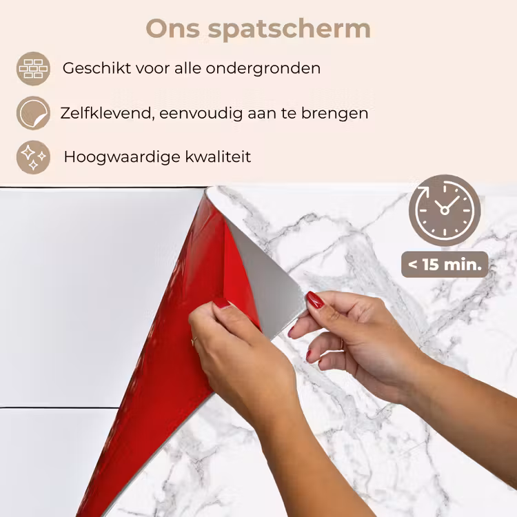Spatscherm keuken - Marmer - Zuiver - Grijs - Aders — 4