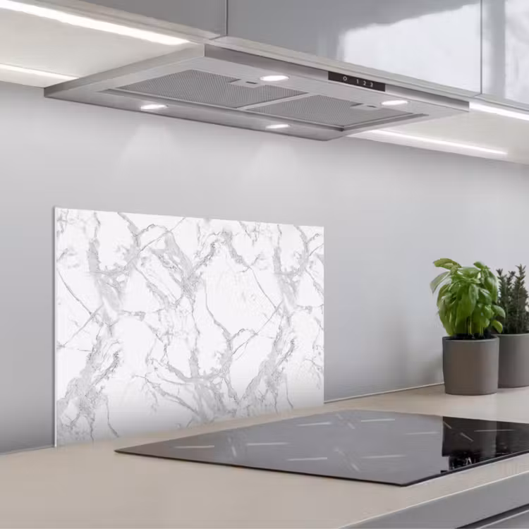 Spatscherm keuken - Marmer - Zuiver - Grijs - Aders — 5