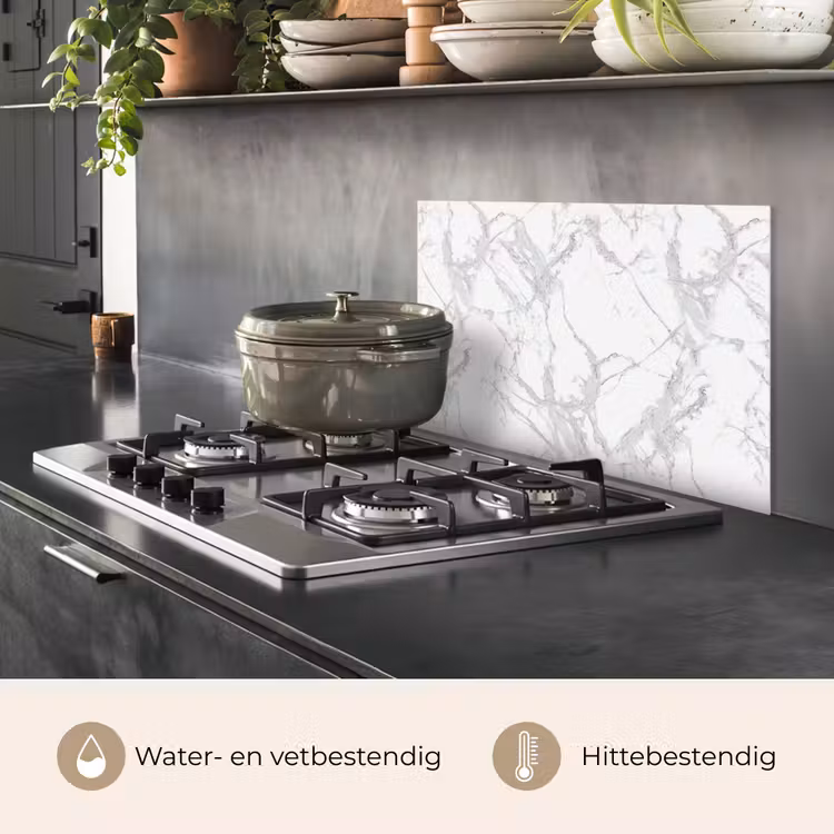 Spatscherm keuken - Marmer - Zuiver - Grijs - Aders — 7