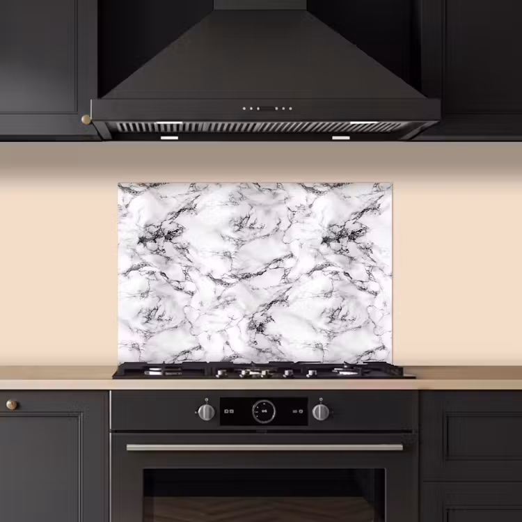 Spatscherm keuken - Marmer - Zwart - Dramatisch - Wit — 2