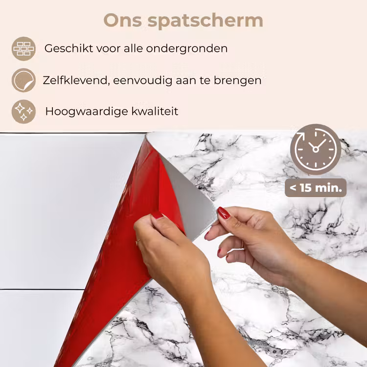 Spatscherm keuken - Marmer - Zwart - Dramatisch - Wit — 4