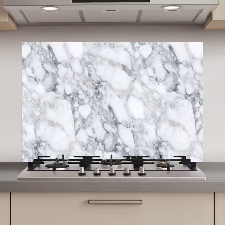 Spatscherm keuken - Mozaïek - Marmer - Wit - Onregelmatig — 1