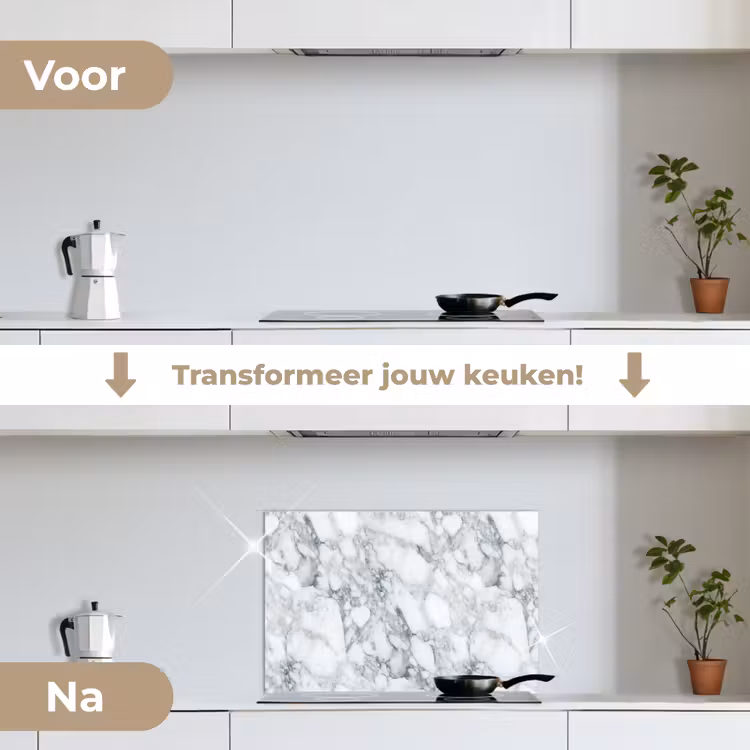 Spatscherm keuken - Mozaïek - Marmer - Wit - Onregelmatig — 3