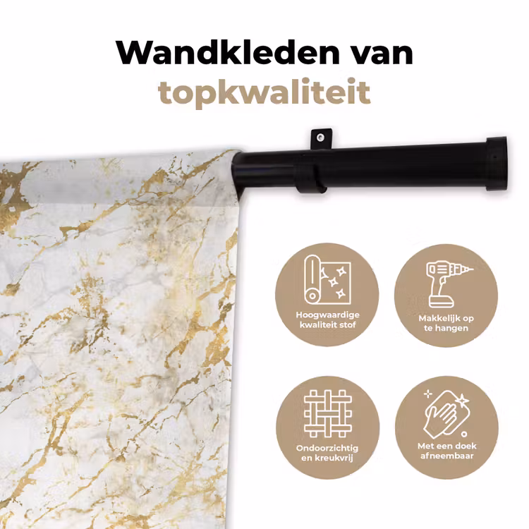 Wandkleed - Goudspatten - Wit - Marmer — 3