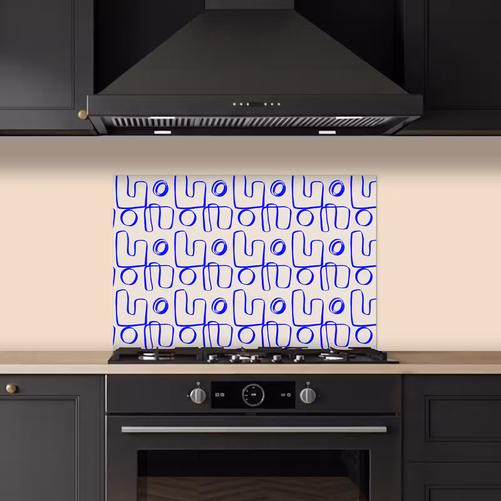 Spatscherm keuken - Blauw - Patroon - Beige - Abstract — 1