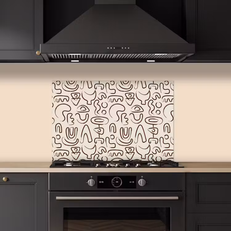 Spatscherm keuken - Abstract - Beige - Patroon - Donkerbruin — 1