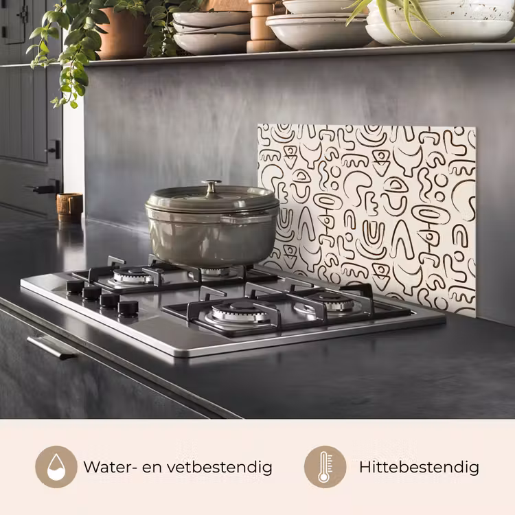 Spatscherm keuken - Abstract - Beige - Patroon - Donkerbruin — 6