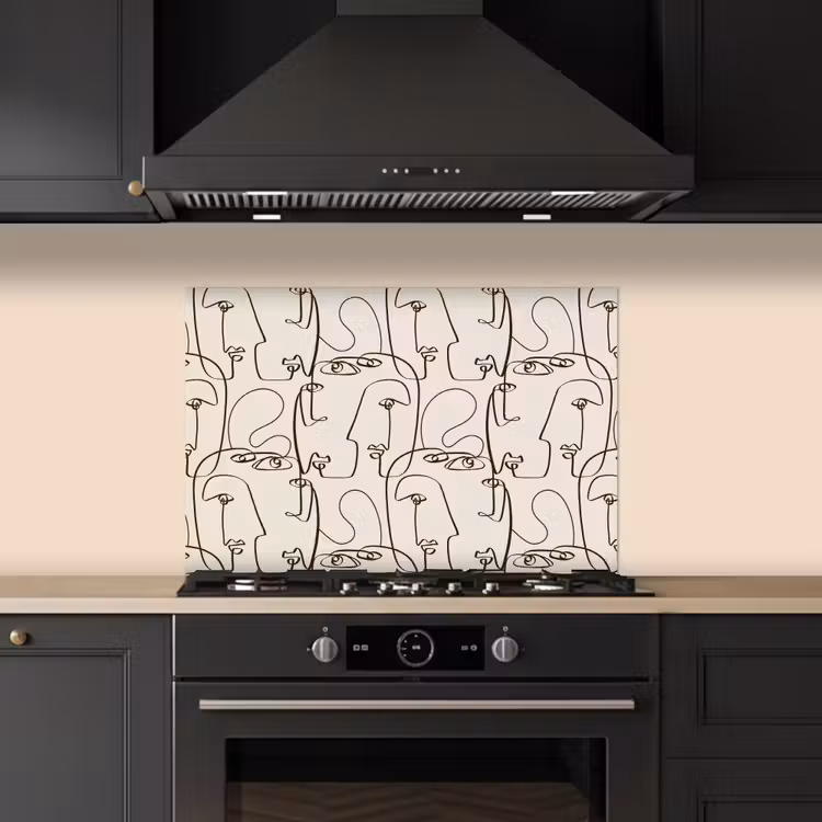 Spatscherm keuken - Beige - Gezicht - Lijnen - Bruin — 1