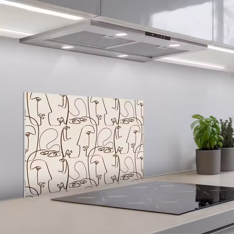 Spatscherm keuken - Beige - Gezicht - Lijnen - Bruin — 4