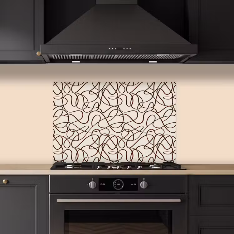 Spatscherm keuken - Beige - Lijnen - Donkerbruin — 1