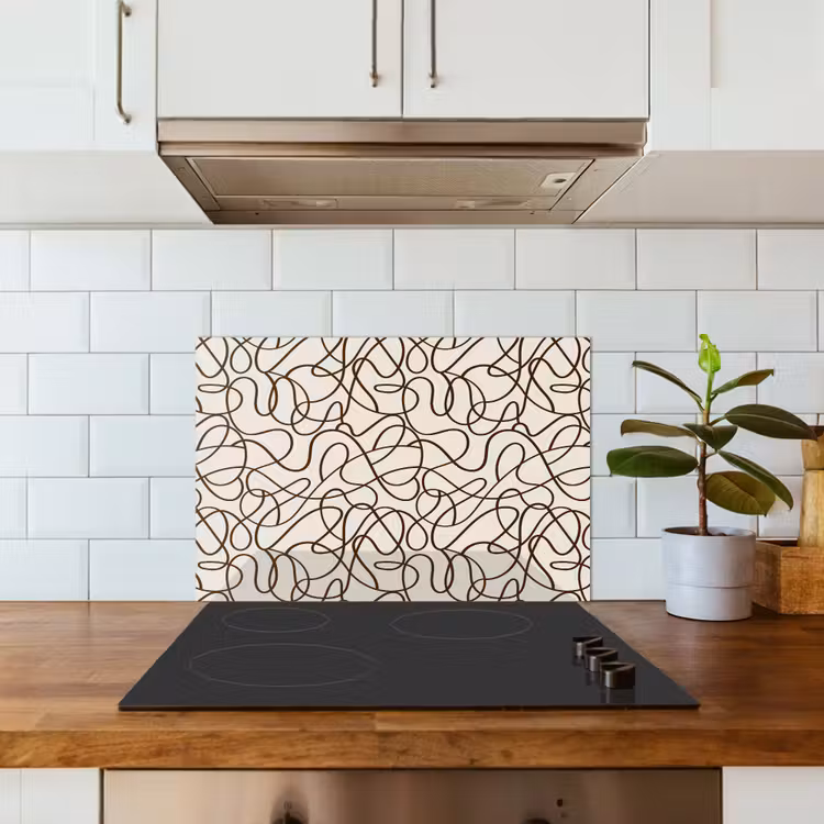 Spatscherm keuken - Beige - Lijnen - Donkerbruin — 5