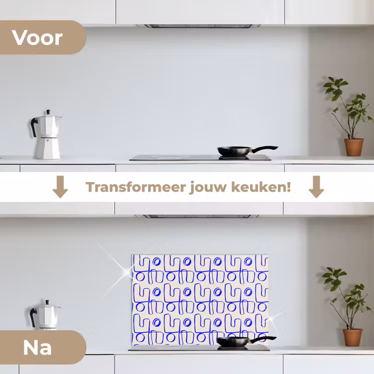 Spatscherm keuken - Blauw - Patroon - Beige - Abstract — 2