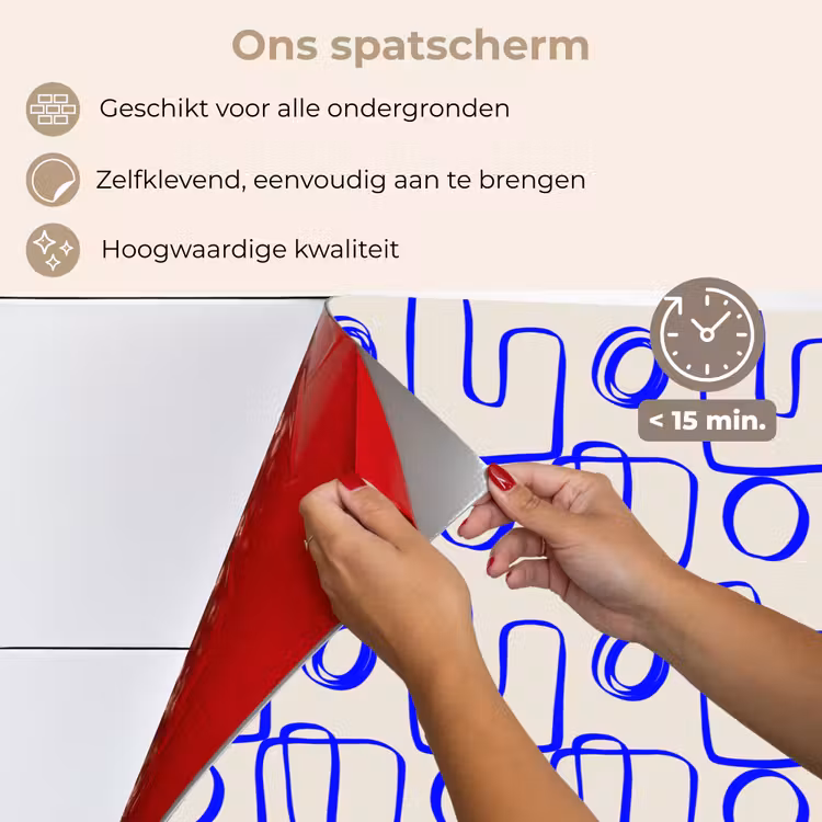 Spatscherm keuken - Blauw - Patroon - Beige - Abstract — 3