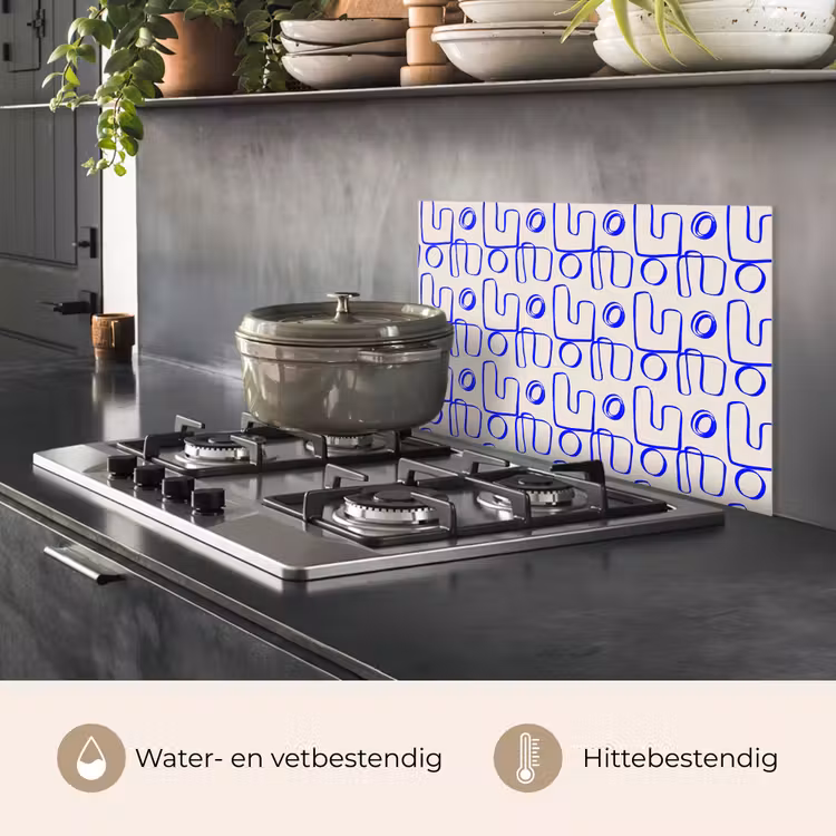 Spatscherm keuken - Blauw - Patroon - Beige - Abstract — 6
