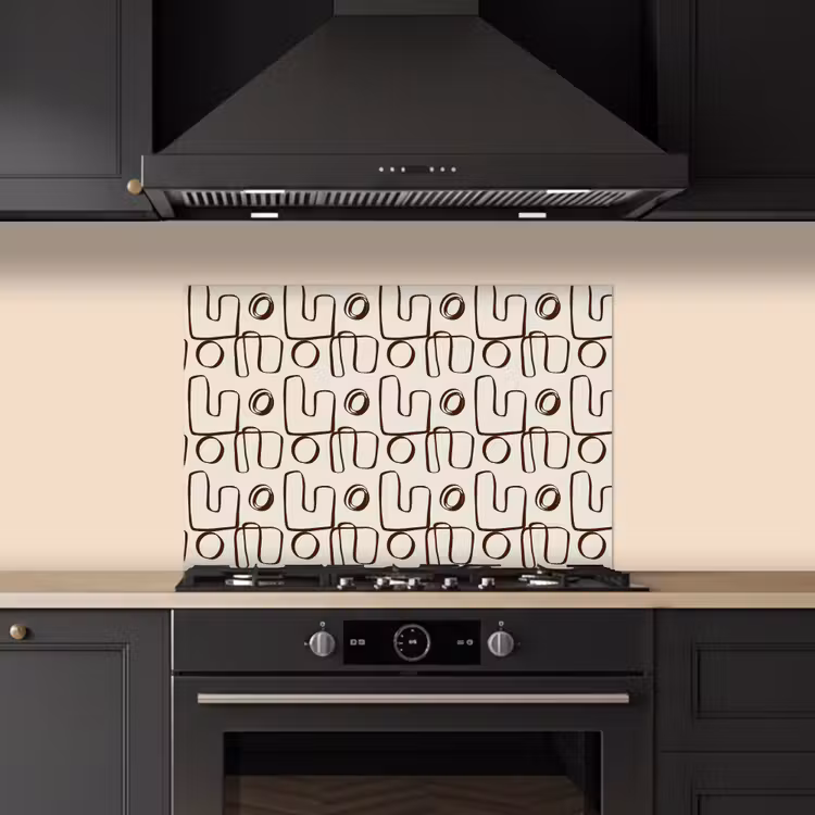 Spatscherm keuken - Lijnen - Beige - Patroon - Donkerbruin — 1