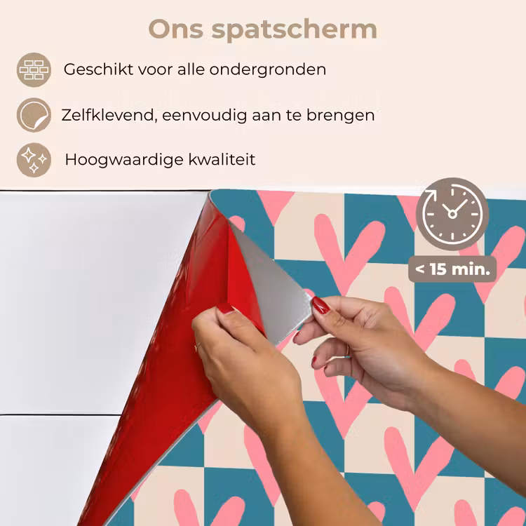 Spatscherm keuken - Vlakken - Hartjes - Patroon - Retro — 3