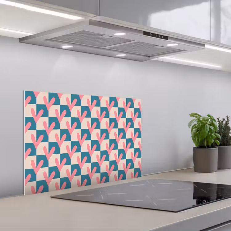 Spatscherm keuken - Vlakken - Hartjes - Patroon - Retro — 4