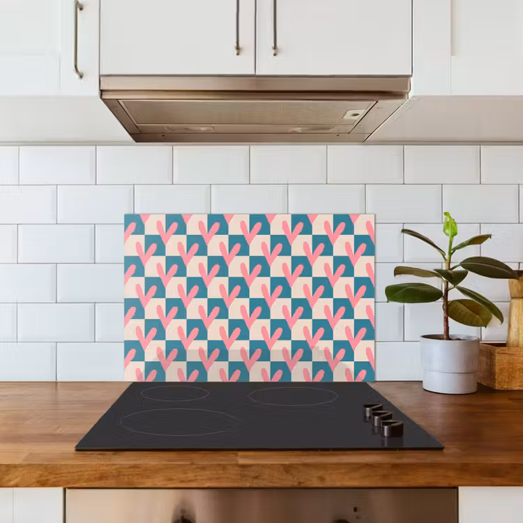 Spatscherm keuken - Vlakken - Hartjes - Patroon - Retro — 5