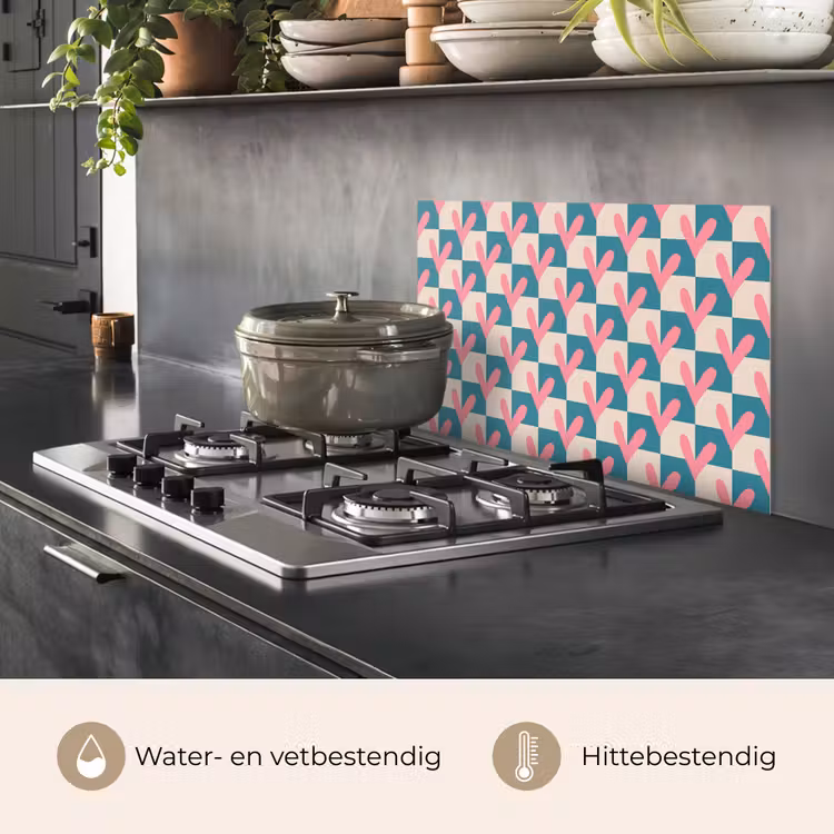 Spatscherm keuken - Vlakken - Hartjes - Patroon - Retro — 6