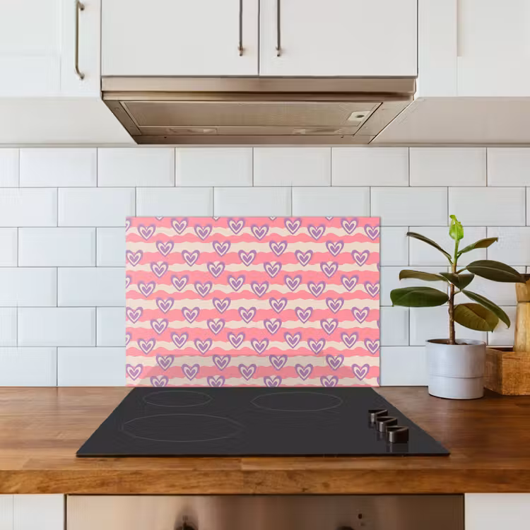 Spatscherm keuken - Golven - Patroon - Hartjes - Retro — 5