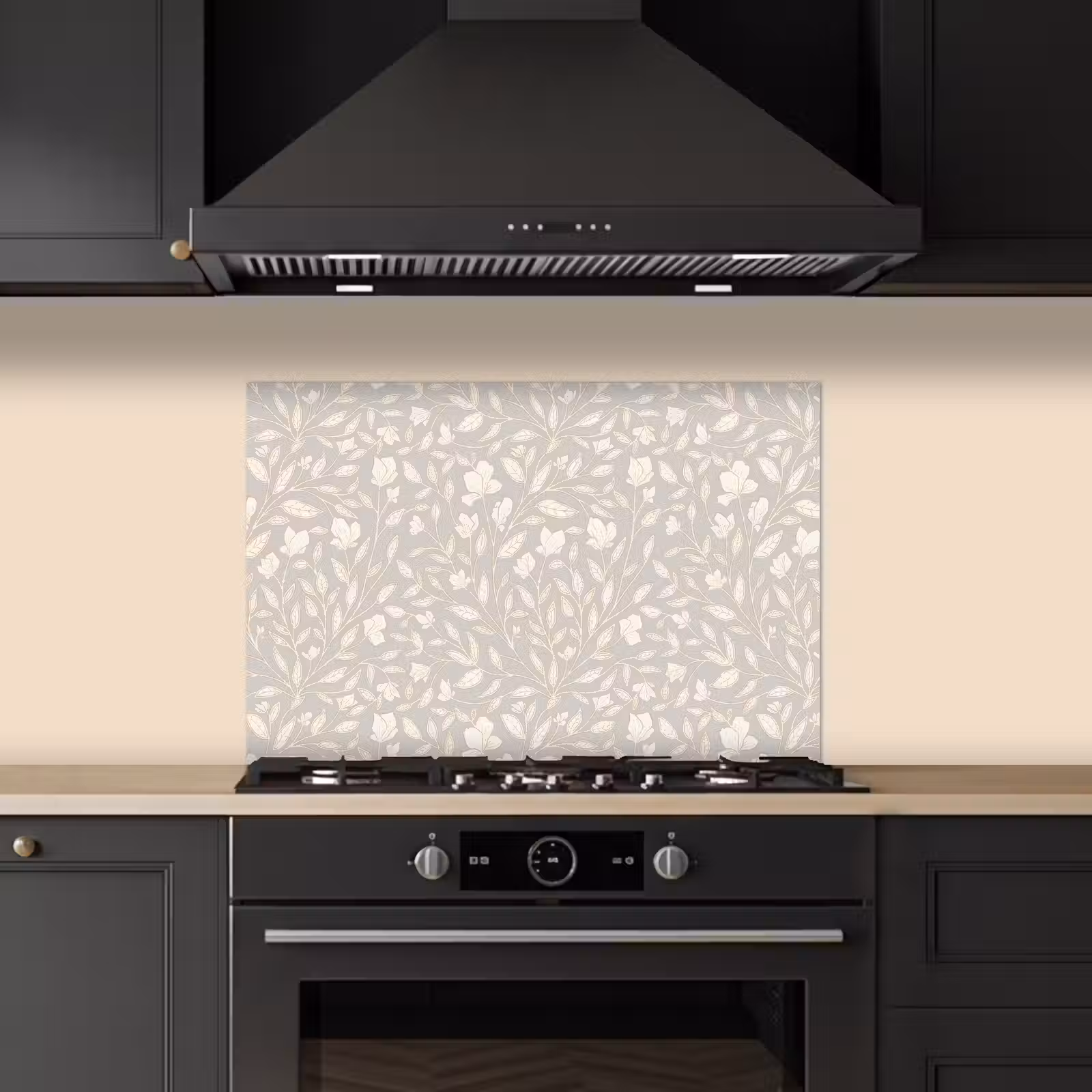 Spatscherm keuken - Bloemen - Steel - Blaadjes — 1