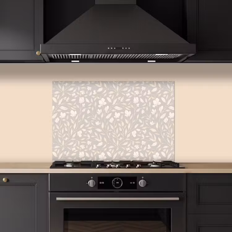 Spatscherm keuken - Bloemen - Steel - Blaadjes — 1
