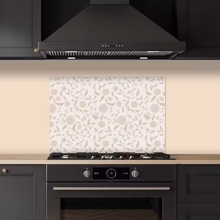 Spatscherm keuken - Sierlijk - Bloemen - Beige — 1