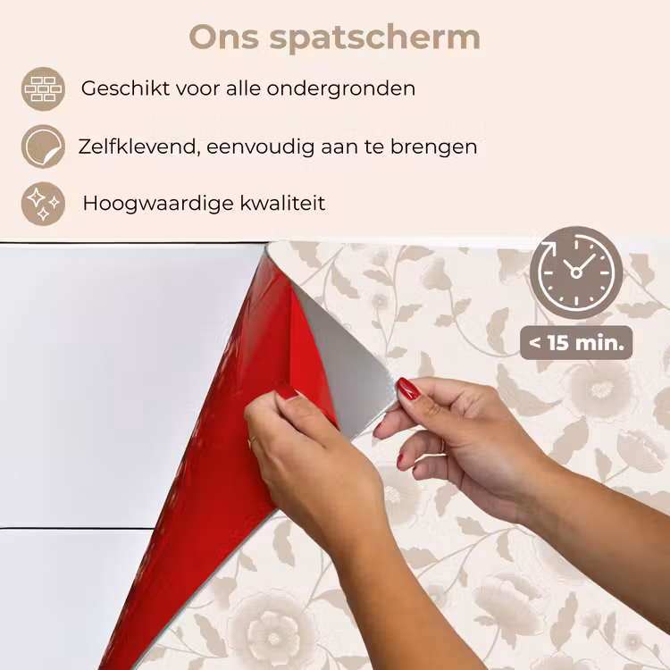 Spatscherm keuken - Sierlijk - Bloemen - Beige — 3