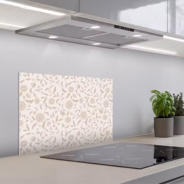 Spatscherm keuken - Sierlijk - Bloemen - Beige — 4