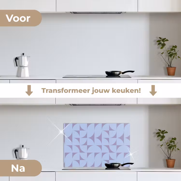 Spatscherm keuken - Blokken - Blauw - Paars - Patroon — 3