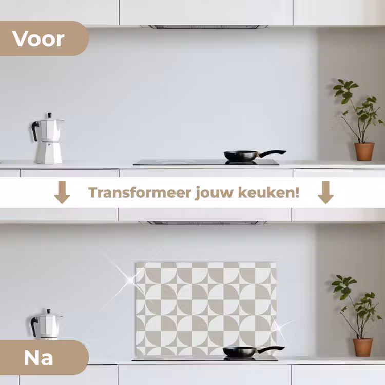 Spatscherm keuken - Lichtgrijs - Wit - Vierkant - Rond — 3