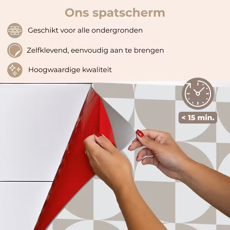 Spatscherm keuken - Lichtgrijs - Wit - Vierkant - Rond — 4