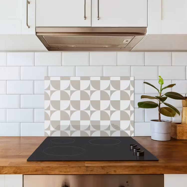 Spatscherm keuken - Lichtgrijs - Wit - Vierkant - Rond — 6