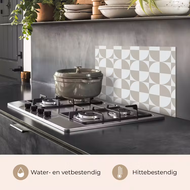 Spatscherm keuken - Lichtgrijs - Wit - Vierkant - Rond — 7