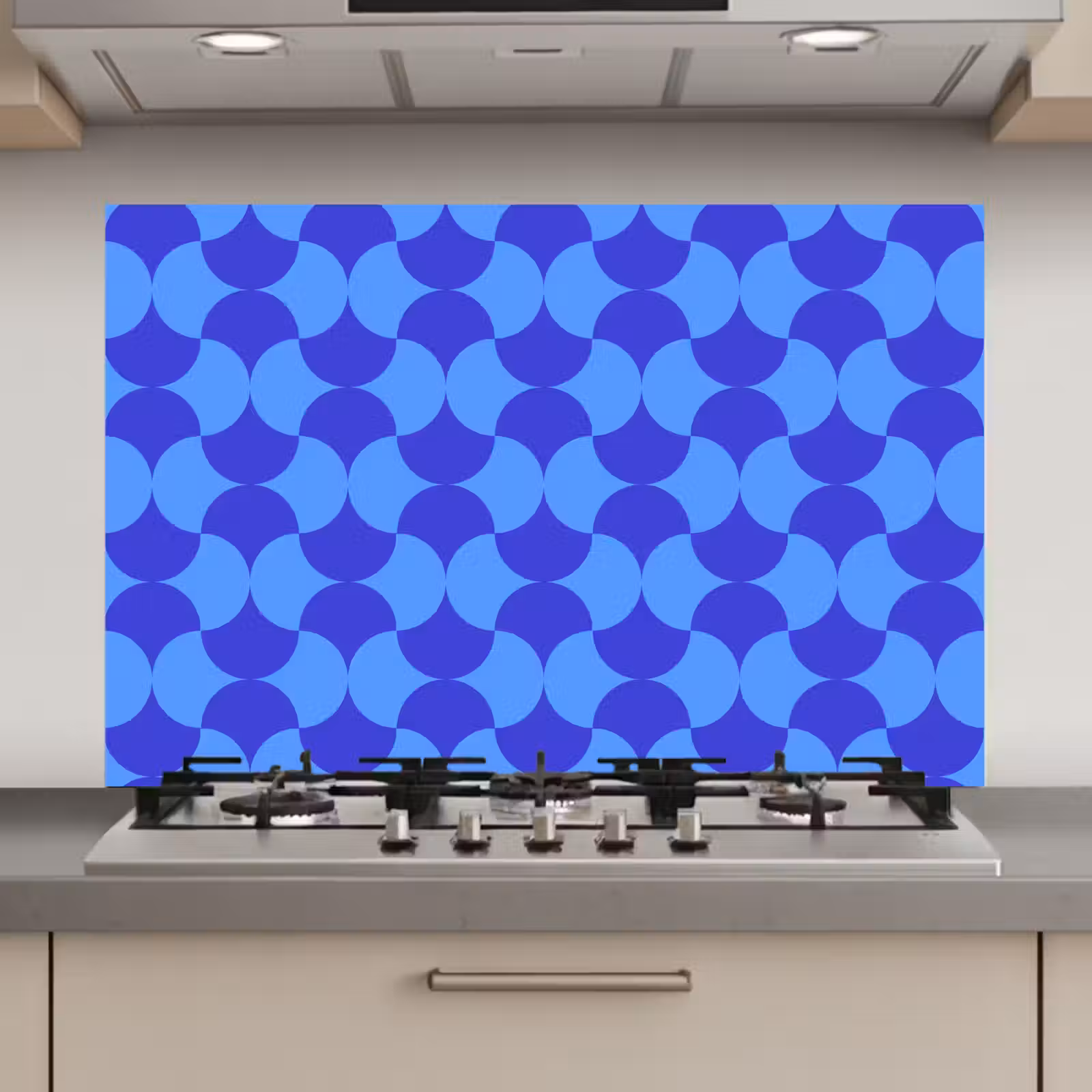 Spatscherm keuken - Blauw - Maanvlakken - Patroon — 1