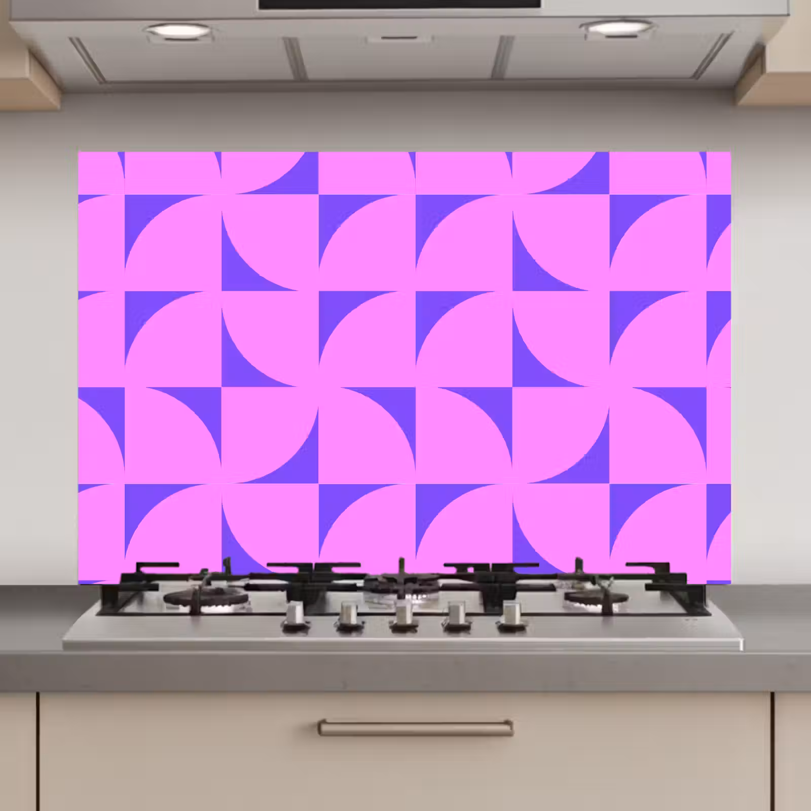 Spatscherm keuken - Kwadranten - Paars - Roze - Vierkanten — 1