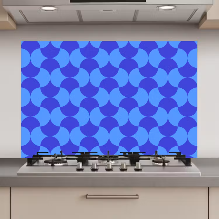 Spatscherm keuken - Blauw - Maanvlakken - Patroon — 1