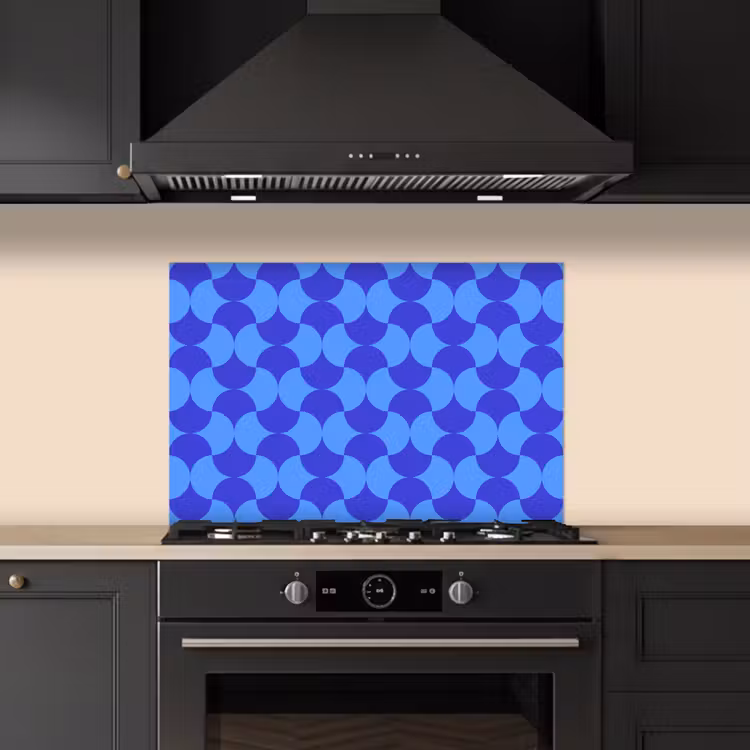 Spatscherm keuken - Blauw - Maanvlakken - Patroon — 2