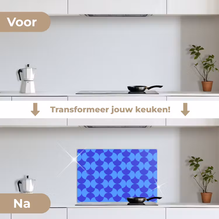 Spatscherm keuken - Blauw - Maanvlakken - Patroon — 3
