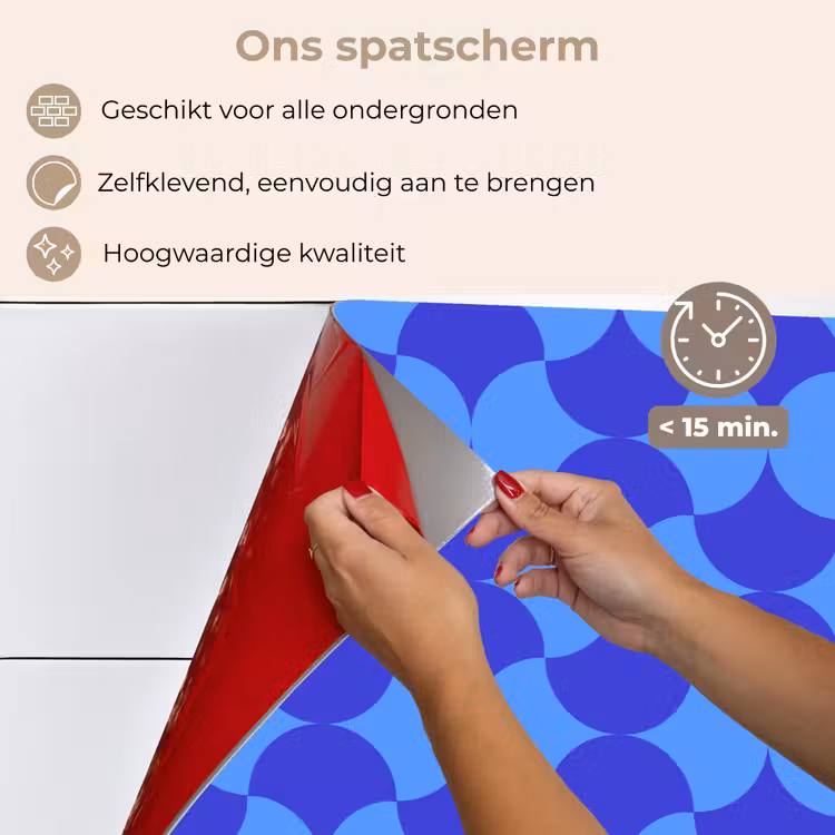 Spatscherm keuken - Blauw - Maanvlakken - Patroon — 4