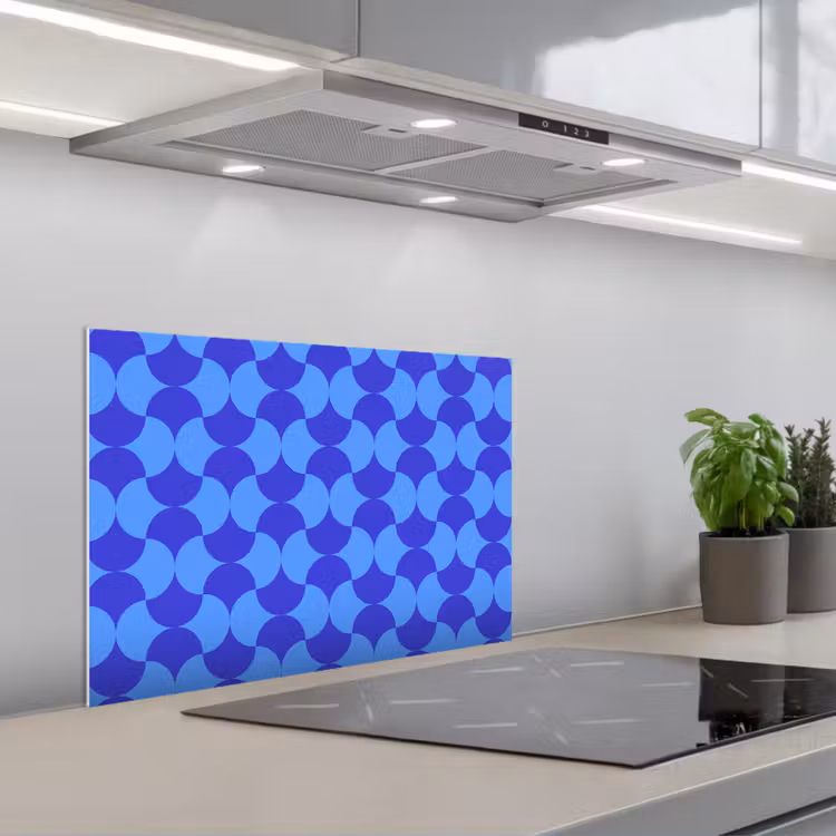 Spatscherm keuken - Blauw - Maanvlakken - Patroon — 5