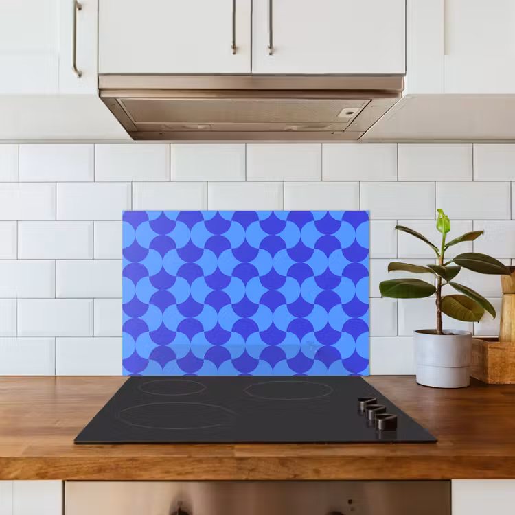 Spatscherm keuken - Blauw - Maanvlakken - Patroon — 6
