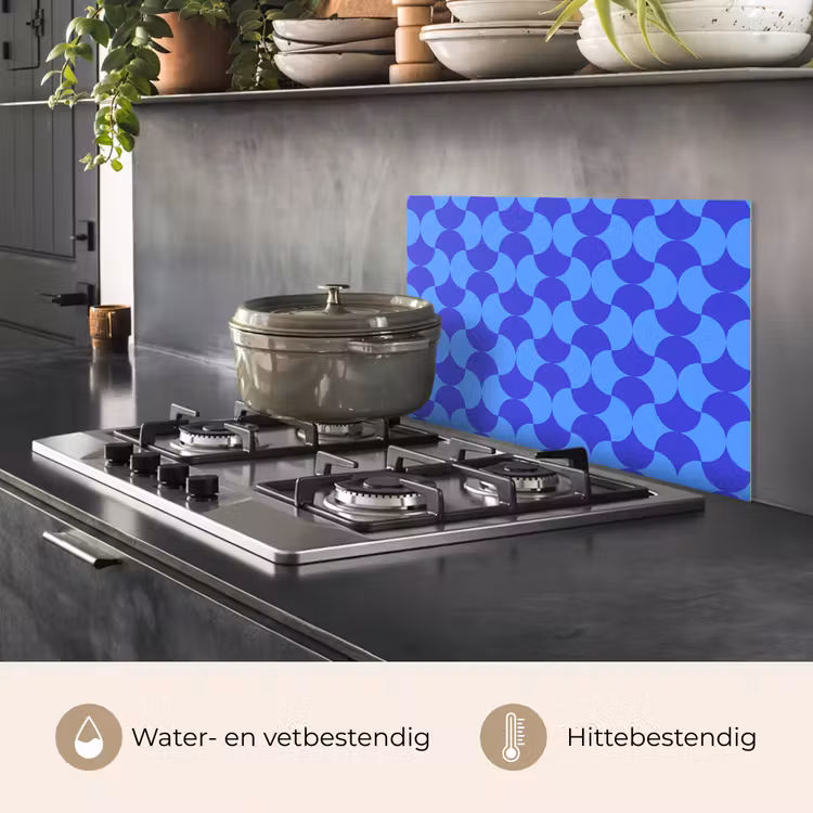 Spatscherm keuken - Blauw - Maanvlakken - Patroon — 7