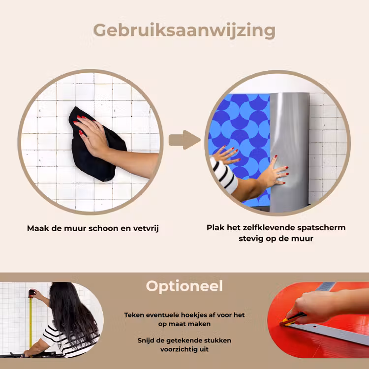 Spatscherm keuken - Blauw - Maanvlakken - Patroon — 8