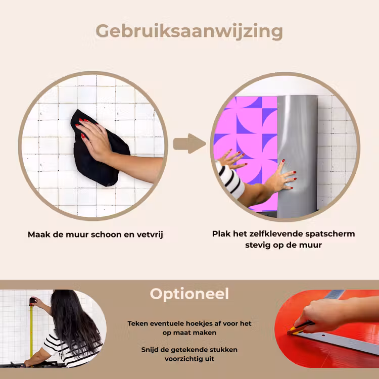 Spatscherm keuken - Kwadranten - Paars - Roze - Vierkanten — 8