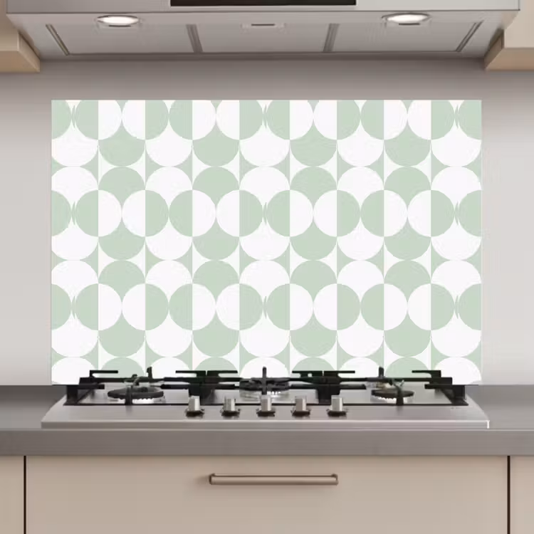 Spatscherm keuken - Wit - Groen - Cirkels — 1