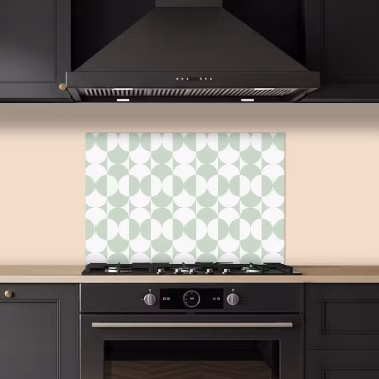 Spatscherm keuken - Wit - Groen - Cirkels — 2