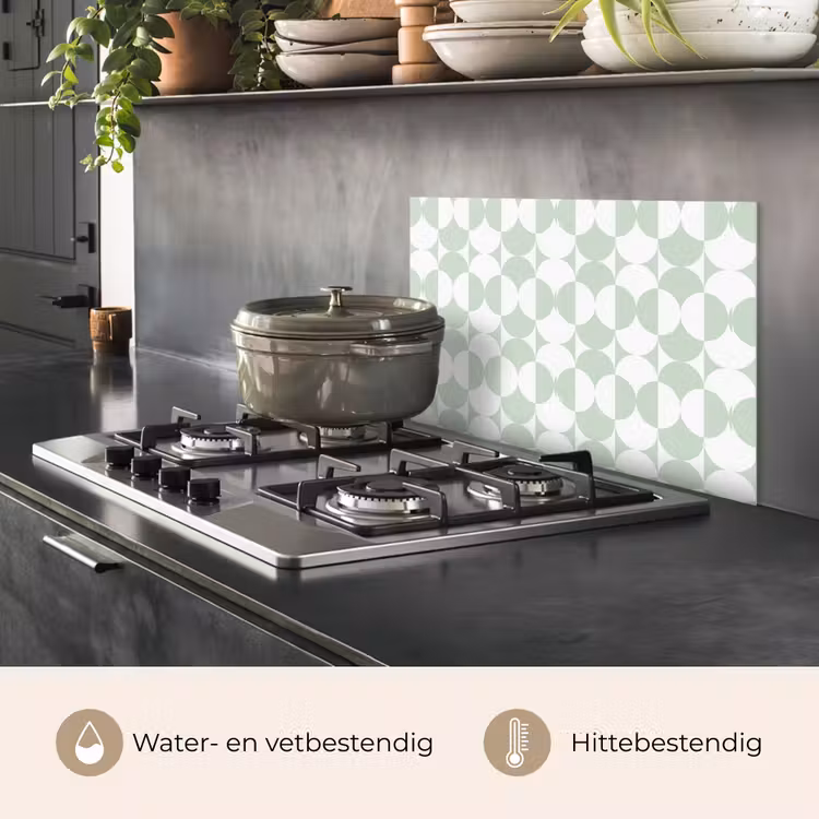 Spatscherm keuken - Wit - Groen - Cirkels — 7