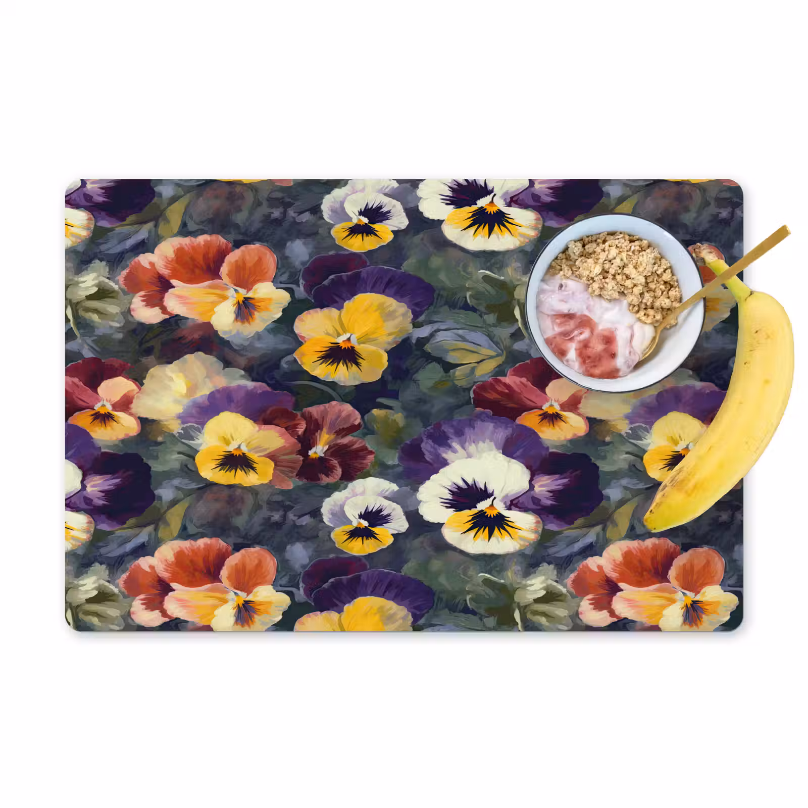 Placemat - 6 stuks - Viooltjes - Paars - Geel - Groen — 1