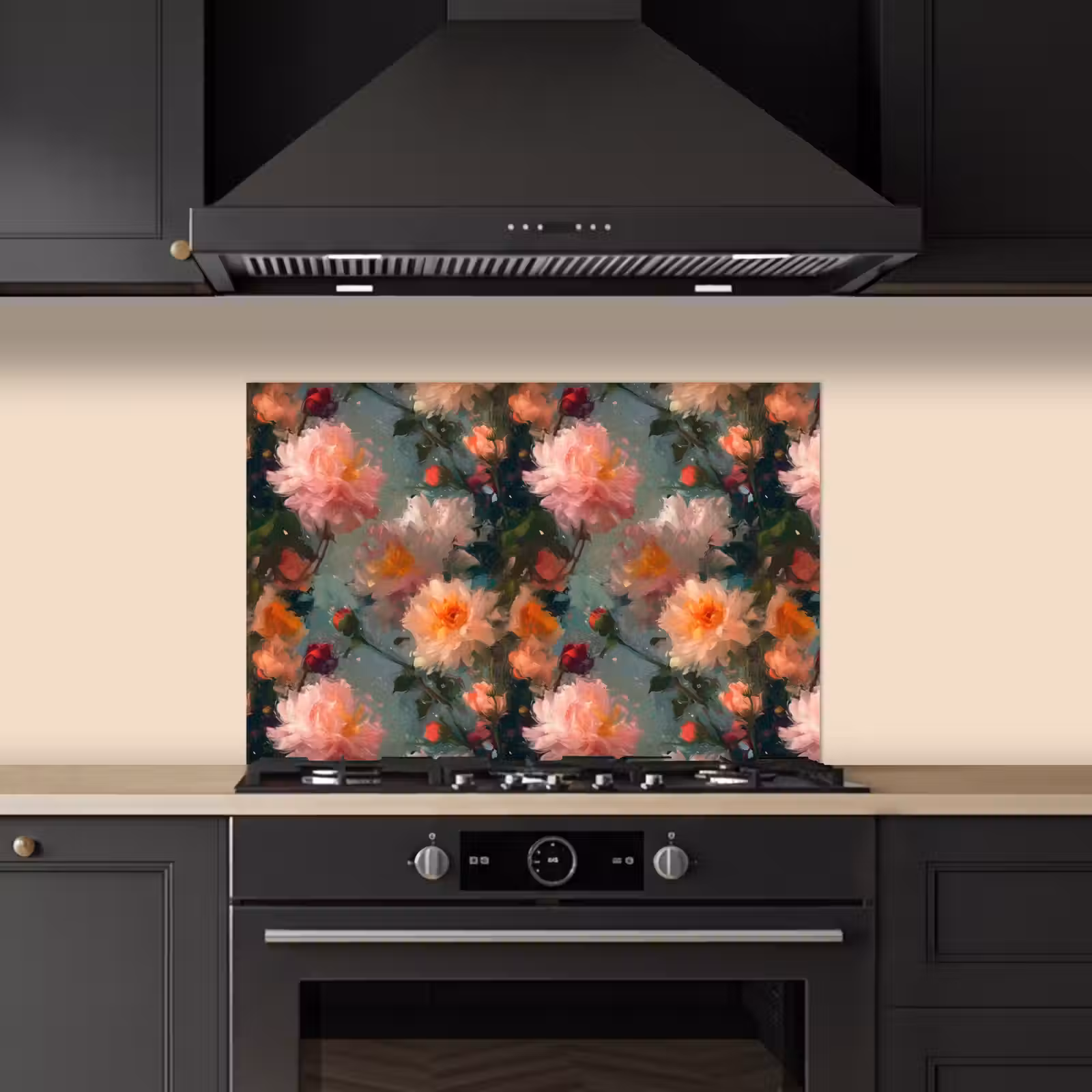 Spatscherm keuken - Dahlia - Bloemen - Patroon — 1